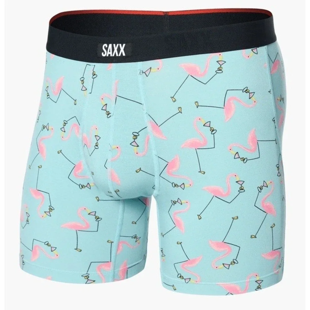SAXX Vibe Xtra Boxer Brief Mens Small Drinko Flamingo Print Ballpark Pouch NWT